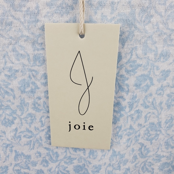 JOIE 100% Linen Short Sleeve Top High Low Round Neck Blue White NWT Plus Size 1X - Picture 5 of 5